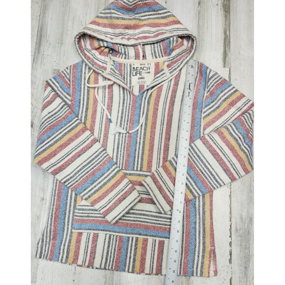 Beach Life Ladrft Poncho Small Multicolor Hoodie Beach Bohocore - Picture 7 of 10